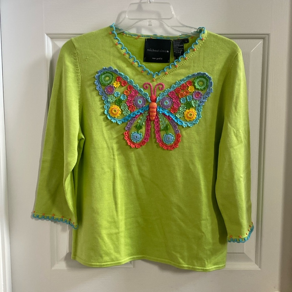 NWT Michael Simon Butterfly Sweater